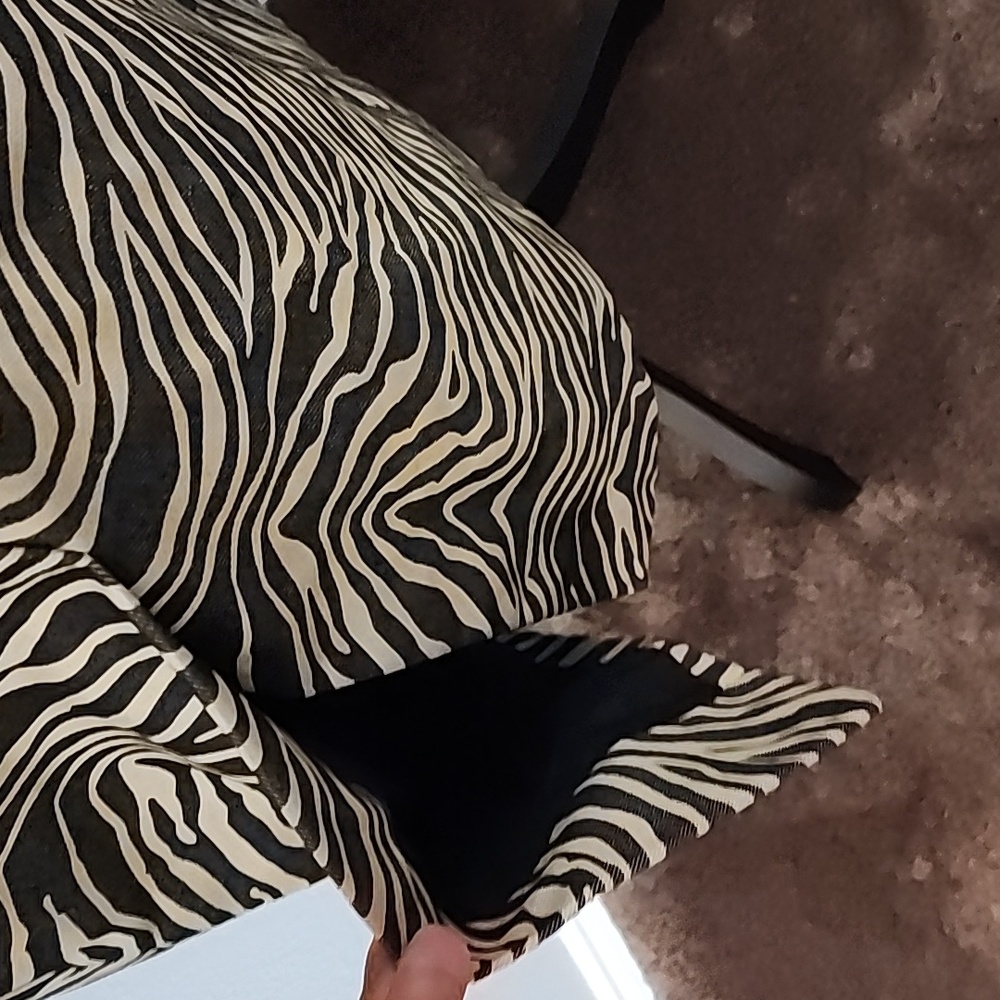 Linda Allard Ellen Tracy Womens Gold & Black Zebra Print Button Front Coat Sz 12 - Picture 6 of 10